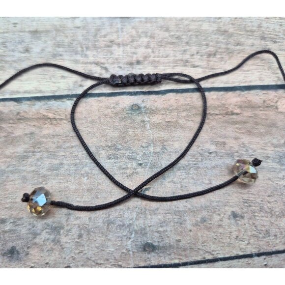 NWOT Tiger's Eye Shamballa & Faceted Crystal Boho Cord Necklace One Size Unisex - Picture 10 of 10